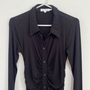 Good American fitting black button down cinch waist dress